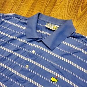 Vintage‎ Masters Golf Polo Shirt Men XL Blue Striped Augusta National Golf Shop